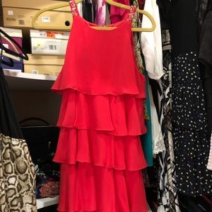 Red, tiered dress